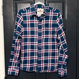 Hollister Blue and Red Plaid Shirt